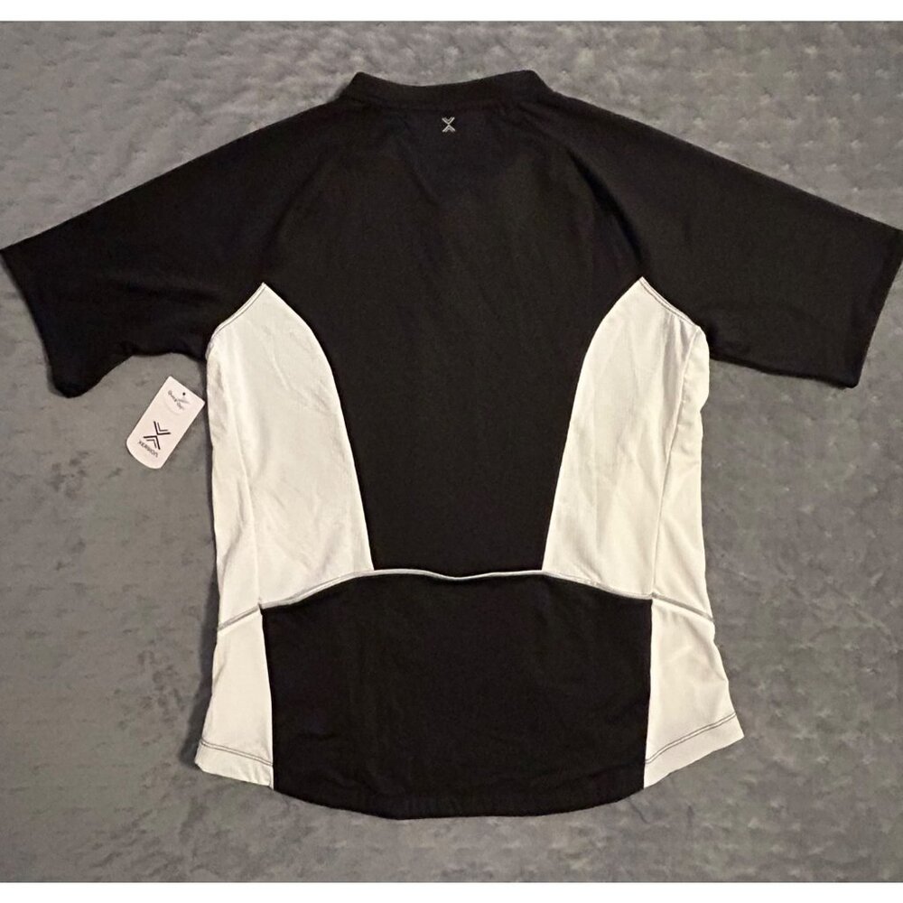 Xersion Women's Quick-Dri Black & White Cycling Shirt XL with Back Pockets NWT - Picture 5 of 10
